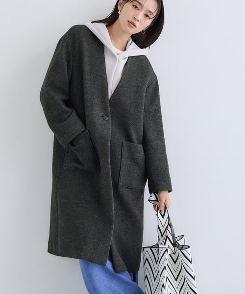 INDIVI/インディヴィ 【軽量/ウール混】ライトフォルム ロングコート チャコールグレー(913) 15(3L) INDIVI/インディヴィ 【軽量/ウール混】ライトフォルム ロングコート チャコールグレー(913) 15(3L)