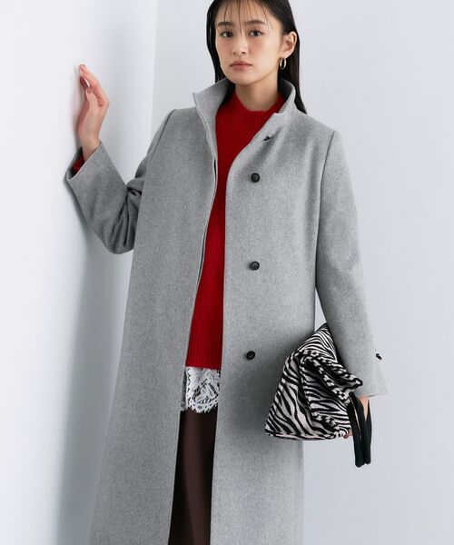 INDIVI/インディヴィ 【名品コート/日本製】ウール100%スタンドカラーロングコート グレー(912) 36(S) INDIVI/インディヴィ 【名品コート/日本製】ウール100%スタンドカラーロングコート グレー(912) 36(S)