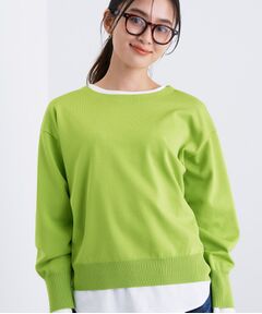 INDIVI / インディヴィ ニット・セーター | ボートネック ストレッチニット