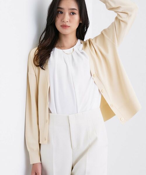 INDIVI / インディヴィ カーディガン・ボレロ | Vネック ストレッチカーディガン(グレージュ(050))