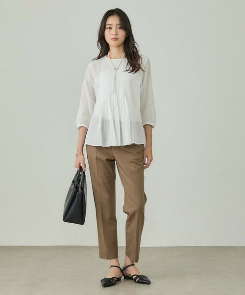 INDIVI / インディヴィ シャツ・ブラウス | 【コットン100％】タックシアーブラウス | 詳細4