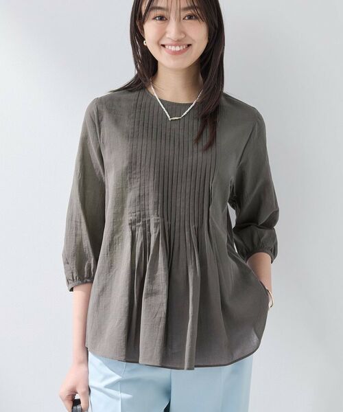 INDIVI / インディヴィ シャツ・ブラウス | 【コットン100％】タックシアーブラウス（スミクロ(018)）