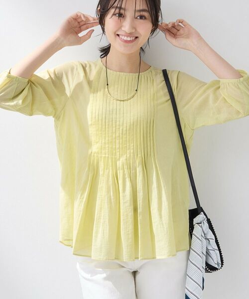 INDIVI / インディヴィ シャツ・ブラウス | 【コットン100％】タックシアーブラウス（ライトグリーン(020)）