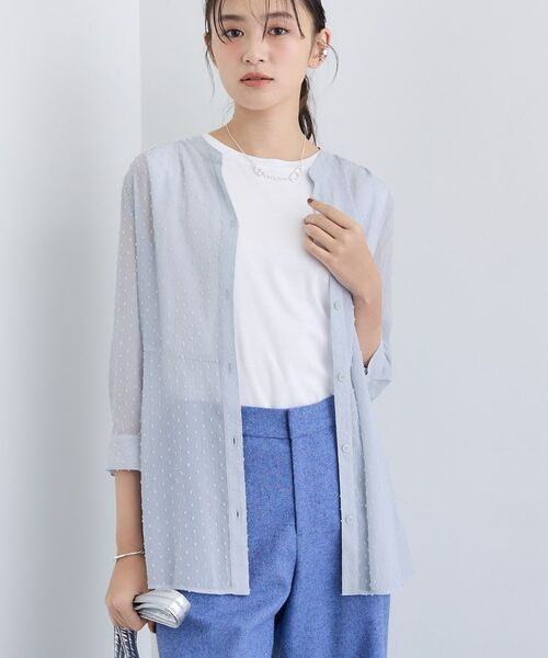 INDIVI / インディヴィ シャツ・ブラウス | シアードット切り替えブラウス(ライトグレー(011))