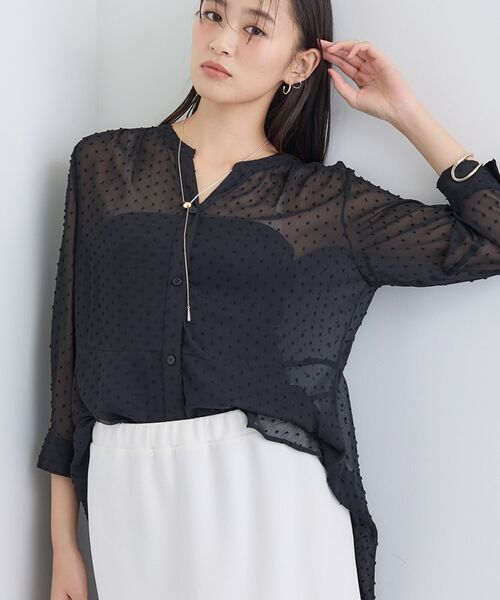 INDIVI / インディヴィ シャツ・ブラウス | シアードット切り替えブラウス(ブラック(019))