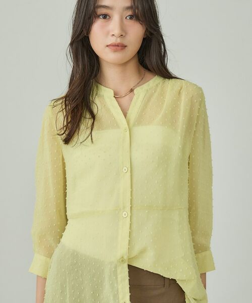 INDIVI / インディヴィ シャツ・ブラウス | シアードット切り替えブラウス(イエローグリーン(025))