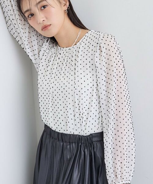 INDIVI / インディヴィ シャツ・ブラウス | 【袖コンシャス】シアードットブラウス(ホワイト(001))