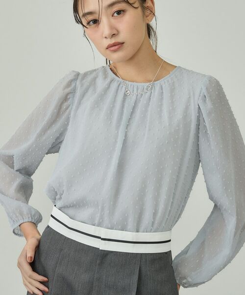 INDIVI / インディヴィ シャツ・ブラウス | 【袖コンシャス】シアードットブラウス(ライトグレー(011))