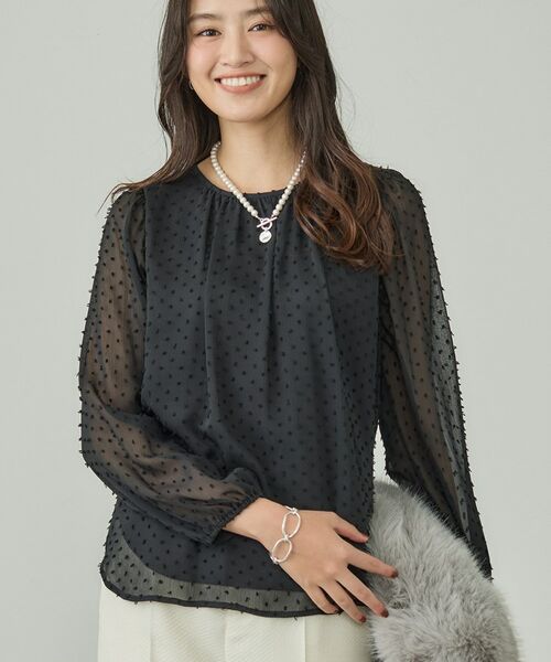 INDIVI / インディヴィ シャツ・ブラウス | 【袖コンシャス】シアードットブラウス(ブラック(019))