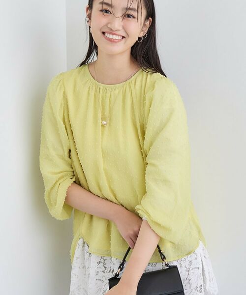 INDIVI / インディヴィ シャツ・ブラウス | 【袖コンシャス】シアードットブラウス(イエローグリーン(025))