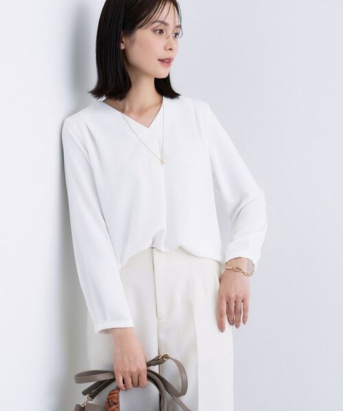 INDIVI / インディヴィ シャツ・ブラウス | 【通勤/イージーケア】Vネック ジョーゼットブラウス | 詳細1