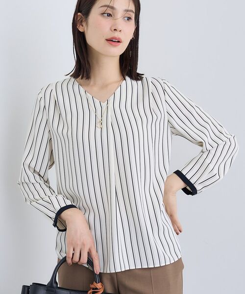 INDIVI / インディヴィ シャツ・ブラウス | 【通勤/イージーケア】Vネック ジョーゼットブラウス | 詳細5