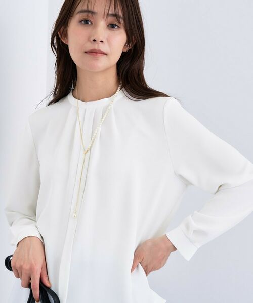 INDIVI/インディヴィ 【通勤/オフィス】タックジョーゼットブラウス ホワイト(001) 40(L) INDIVI/インディヴィ 【通勤/オフィス】タックジョーゼットブラウス ホワイト(001) 40(L)