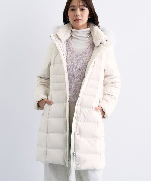 INDIVI/インディヴィ 【名品/撥水/抗菌防臭】ロング丈 リサイクルダウンコート アイボリー(004) 07(XS) INDIVI/インディヴィ 【名品/撥水/抗菌防臭】ロング丈 リサイクルダウンコート アイボリー(004) 07(XS)