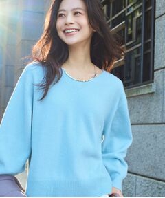 INDIVI / インディヴィ ニット・セーター | 【洗える／カシミヤ混】ミドルゲージVネックニット