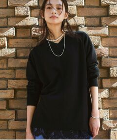 INDIVI / インディヴィ ニット・セーター | 【洗える／チュニック丈／カシミヤ混】スリットデザインVネックニット