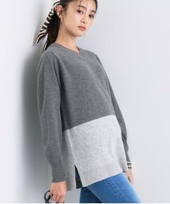 INDIVI / インディヴィ ニット・セーター | 【洗える／チュニック丈／カシミヤ混】スリットデザインVネックニット