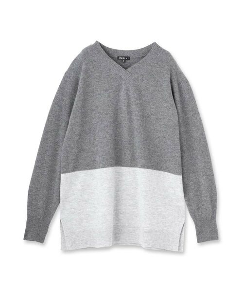 INDIVI / インディヴィ ニット・セーター | 【洗える／チュニック丈／カシミヤ混】スリットデザインVネックニット | 詳細1