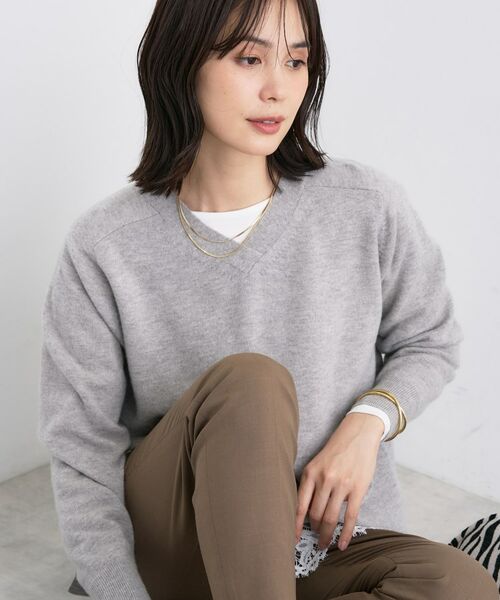 INDIVI / インディヴィ ニット・セーター | 【洗える／チュニック丈／カシミヤ混】スリットデザインVネックニット | 詳細10