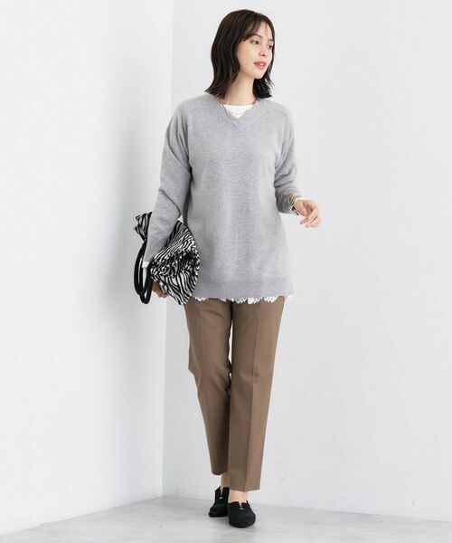 INDIVI / インディヴィ ニット・セーター | 【洗える／チュニック丈／カシミヤ混】スリットデザインVネックニット | 詳細12