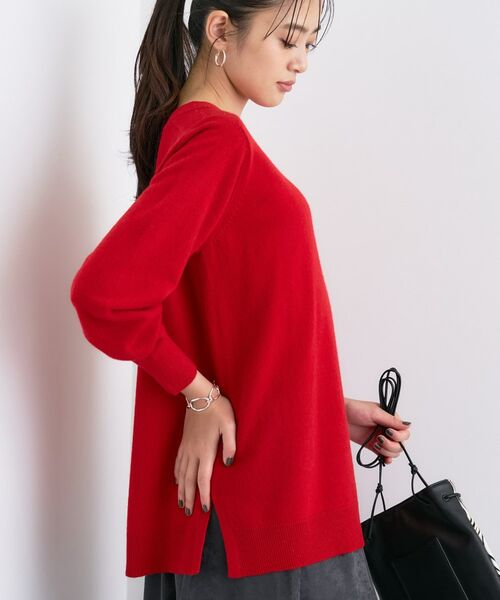 INDIVI / インディヴィ ニット・セーター | 【洗える／チュニック丈／カシミヤ混】スリットデザインVネックニット | 詳細14