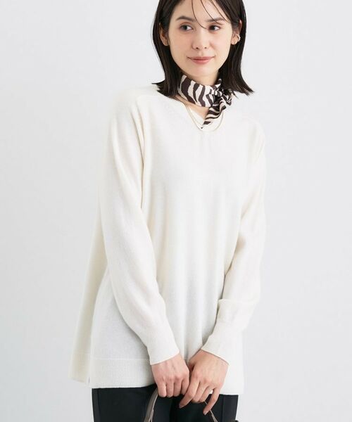 INDIVI / インディヴィ ニット・セーター | 【洗える／チュニック丈／カシミヤ混】スリットデザインVネックニット | 詳細2