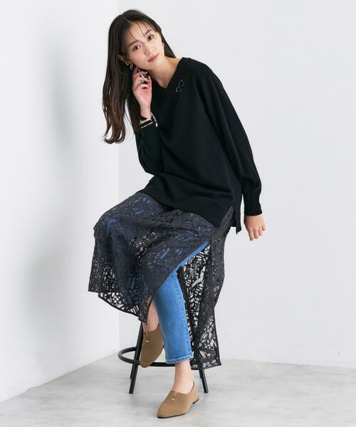 INDIVI / インディヴィ ニット・セーター | 【洗える／チュニック丈／カシミヤ混】スリットデザインVネックニット | 詳細8