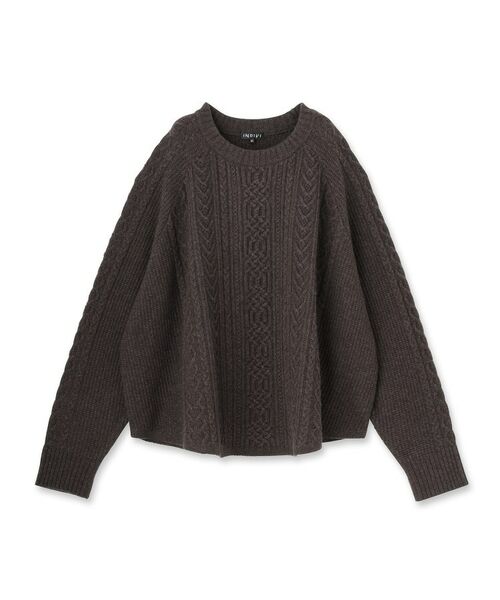 INDIVI / インディヴィ ニット・セーター | 【洗える】ケーブルデザイン ラウンドヘムニット | 詳細1