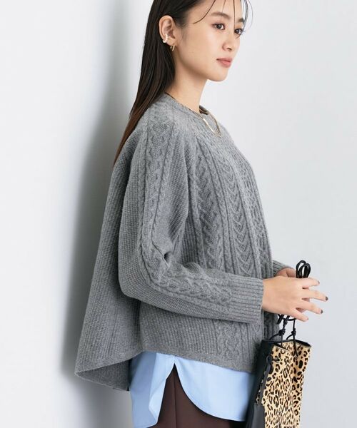 INDIVI / インディヴィ ニット・セーター | 【洗える】ケーブルデザイン ラウンドヘムニット | 詳細11