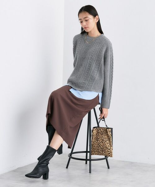 INDIVI / インディヴィ ニット・セーター | 【洗える】ケーブルデザイン ラウンドヘムニット | 詳細12
