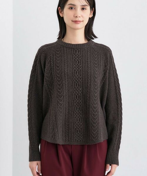 INDIVI / インディヴィ ニット・セーター | 【洗える】ケーブルデザイン ラウンドヘムニット | 詳細18
