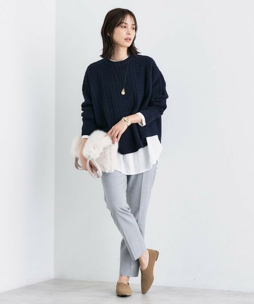 INDIVI / インディヴィ ニット・セーター | 【洗える】ケーブルデザイン ラウンドヘムニット | 詳細8