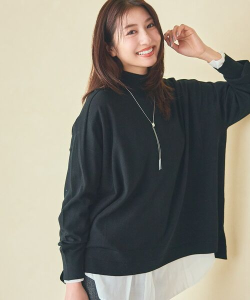 INDIVI / インディヴィ ニット・セーター | 【洗える/毛玉になりにくい】エクストラファインウール ハイネックニット(ブラック(019))