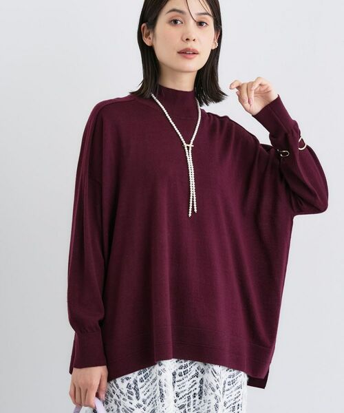 INDIVI / インディヴィ ニット・セーター | 【洗える/毛玉になりにくい】エクストラファインウール ハイネックニット(ボルドー(064))