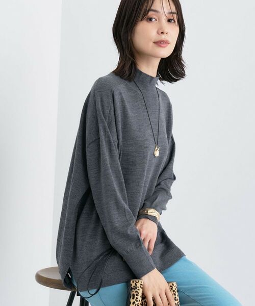 INDIVI / インディヴィ ニット・セーター | 【洗える/毛玉になりにくい】エクストラファインウール ハイネックニット(チャコールグレー(914))