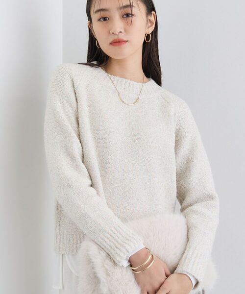 INDIVI / インディヴィ ニット・セーター | 【洗える/ラメ/意匠感】ミックスブークレニット(オフホワイト(403))