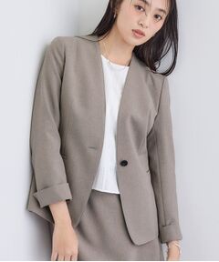 INDIVI / インディヴィ テーラードジャケット | 【洗える／通勤／スーツ】メランジストレッチ ノーカラージャケット