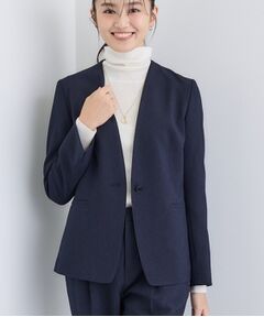 INDIVI / インディヴィ テーラードジャケット | 【洗える／通勤／スーツ】メランジストレッチ ノーカラージャケット