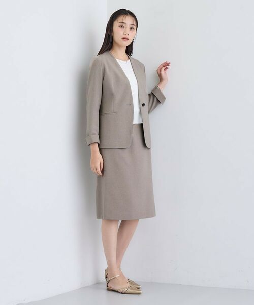 INDIVI / インディヴィ テーラードジャケット | 【洗える/通勤/スーツ】メランジストレッチ ノーカラージャケット | 詳細12