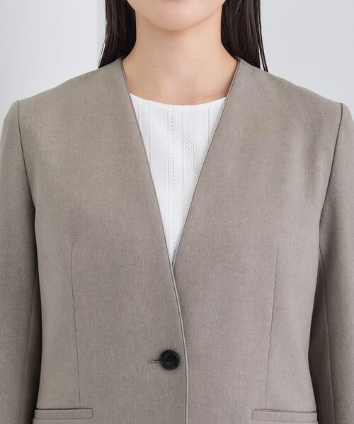 INDIVI / インディヴィ テーラードジャケット | 【洗える/通勤/スーツ】メランジストレッチ ノーカラージャケット | 詳細17