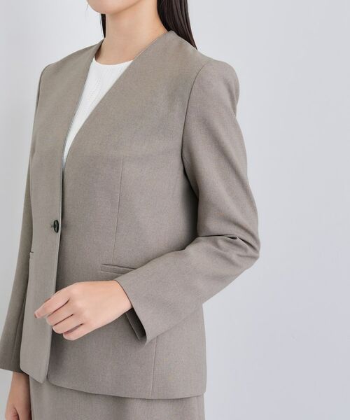 INDIVI / インディヴィ テーラードジャケット | 【洗える/通勤/スーツ】メランジストレッチ ノーカラージャケット | 詳細18