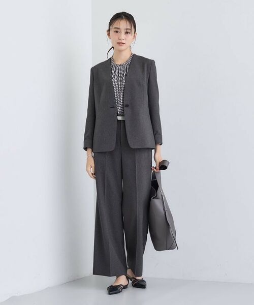 INDIVI / インディヴィ テーラードジャケット | 【洗える/通勤/スーツ】メランジストレッチ ノーカラージャケット | 詳細3