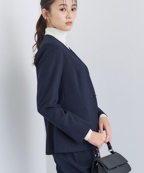 INDIVI / インディヴィ テーラードジャケット | 【洗える/通勤/スーツ】メランジストレッチ ノーカラージャケット | 詳細6