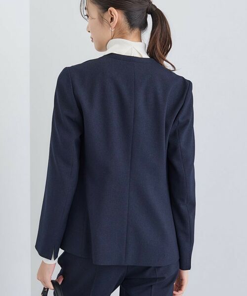 INDIVI / インディヴィ テーラードジャケット | 【洗える/通勤/スーツ】メランジストレッチ ノーカラージャケット | 詳細7