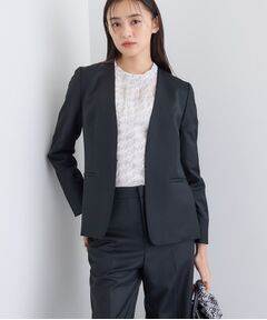 INDIVI / インディヴィ テーラードジャケット | 【日本製／スーツ／通勤】シルクウールストレッチ ノーカラージャケット
