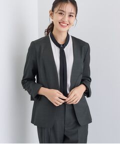 INDIVI / インディヴィ テーラードジャケット | 【日本製／スーツ／通勤】シルクウールストレッチ ノーカラージャケット