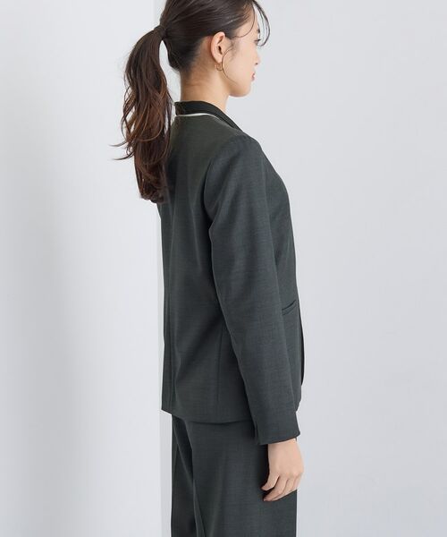INDIVI / インディヴィ テーラードジャケット | 【日本製/スーツ/通勤】シルクウールストレッチ ノーカラージャケット | 詳細11