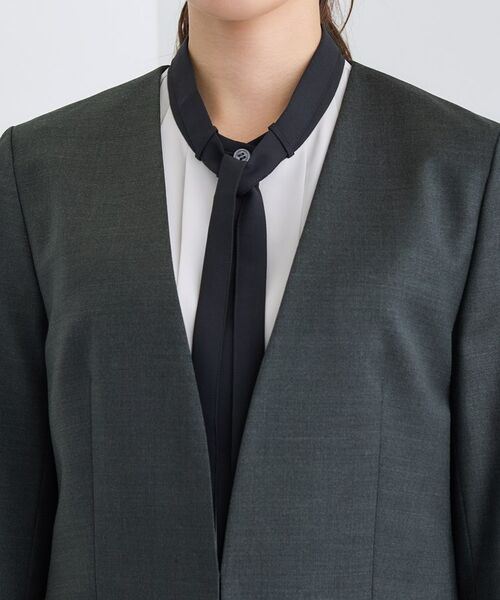 INDIVI / インディヴィ テーラードジャケット | 【日本製/スーツ/通勤】シルクウールストレッチ ノーカラージャケット | 詳細13