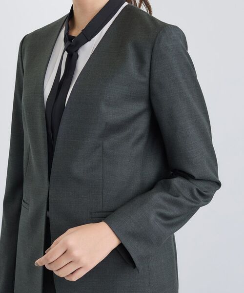 INDIVI / インディヴィ テーラードジャケット | 【日本製/スーツ/通勤】シルクウールストレッチ ノーカラージャケット | 詳細14