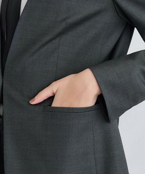 INDIVI / インディヴィ テーラードジャケット | 【日本製/スーツ/通勤】シルクウールストレッチ ノーカラージャケット | 詳細16